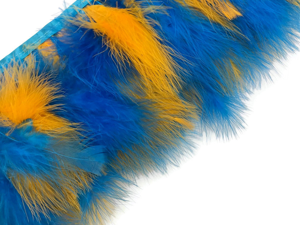 1 Yard - Golden Blue Marabou Turkey Fluff Feather Fringe Trim