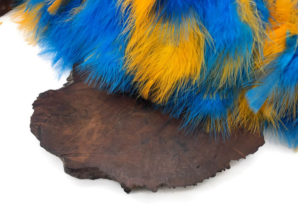 1 Yard - Golden Blue Marabou Turkey Fluff Feather Fringe Trim