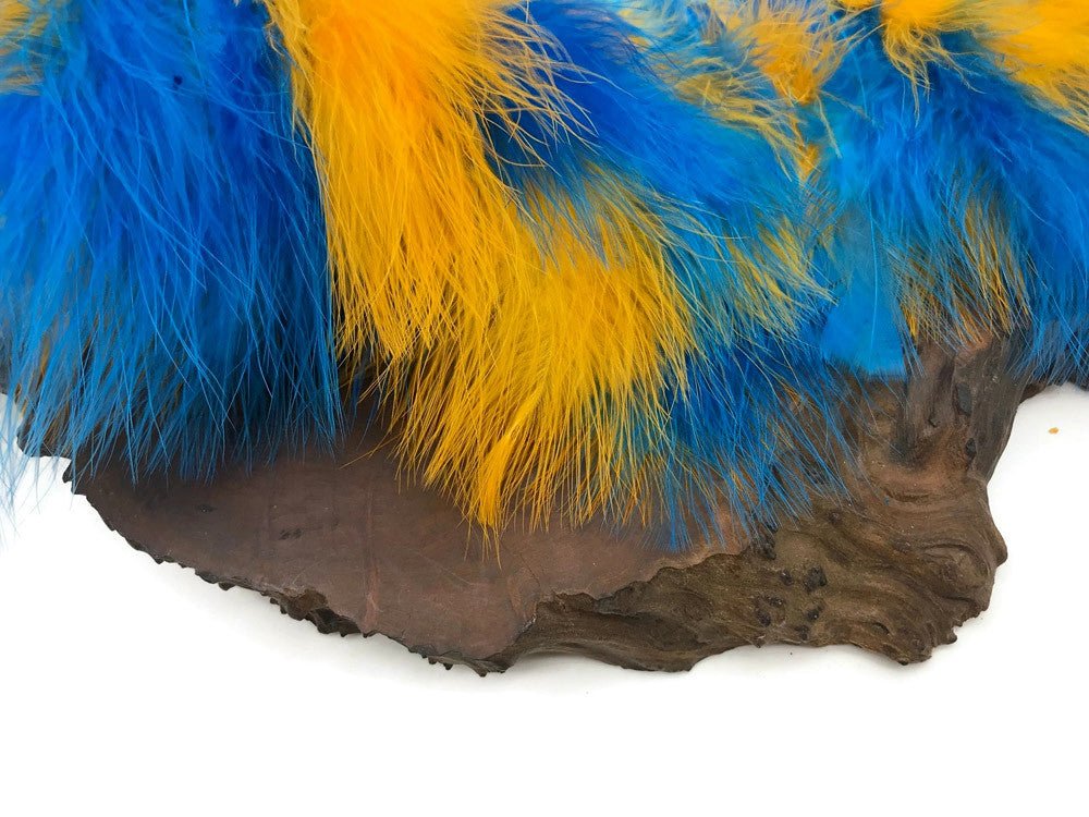 1 Yard - Golden Blue Marabou Turkey Fluff Feather Fringe Trim