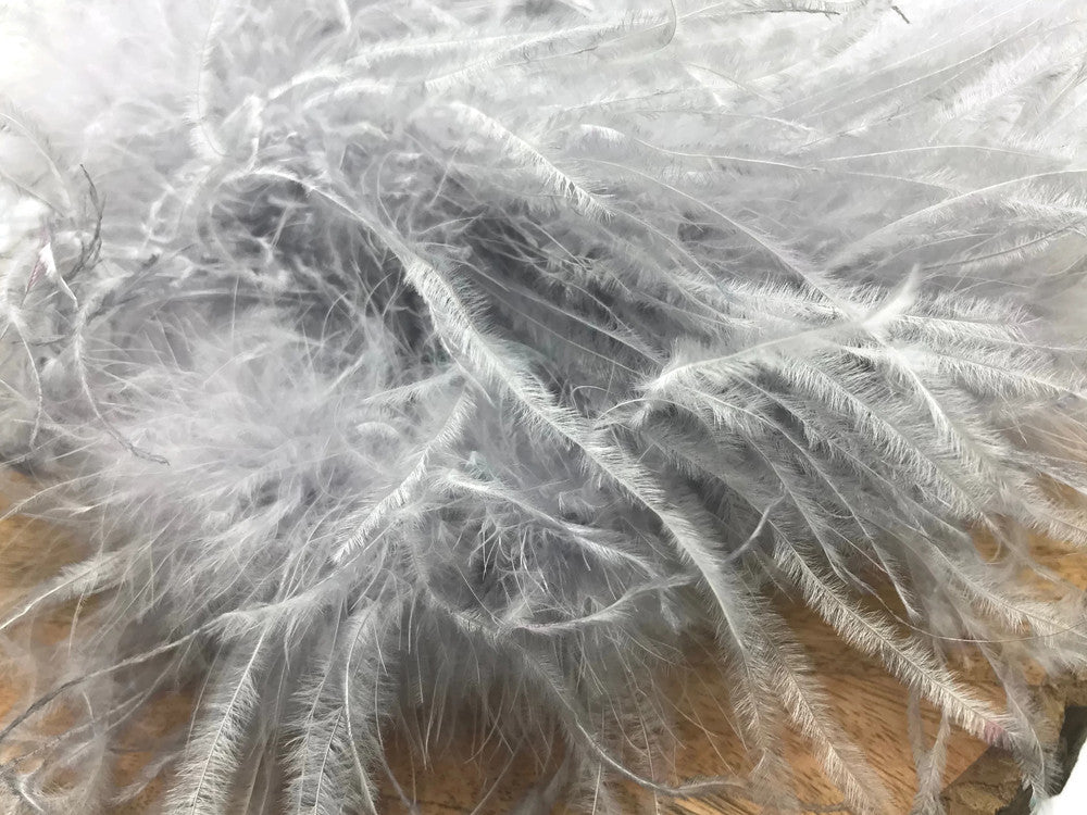 2 Yards - Light Gray 2 Ply Ostrich Medium Weight Fluffy Feather Boa