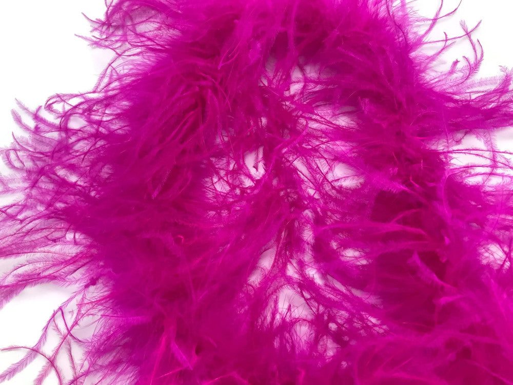 2 Yards - Hot Pink 2 Ply Ostrich Medium Weight Fluffy Feather Boa