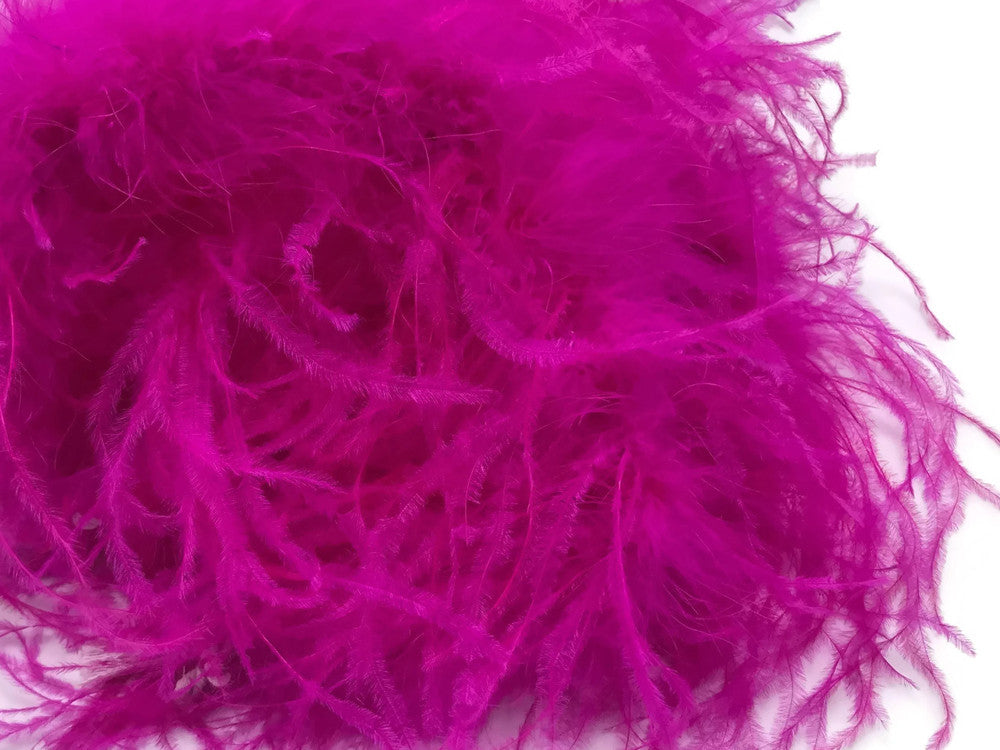 2 Yards - Hot Pink 2 Ply Ostrich Medium Weight Fluffy Feather Boa