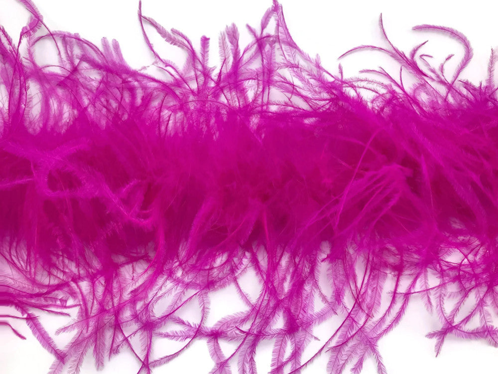 2 Yards - Hot Pink 2 Ply Ostrich Medium Weight Fluffy Feather Boa