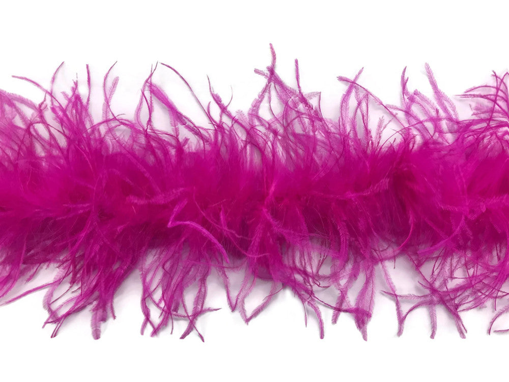 2 Yards - Hot Pink 2 Ply Ostrich Medium Weight Fluffy Feather Boa