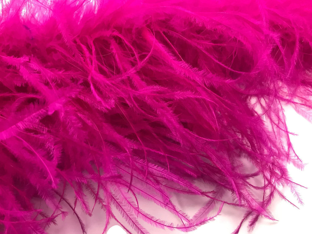 2 Yards - Hot Pink 2 Ply Ostrich Medium Weight Fluffy Feather Boa