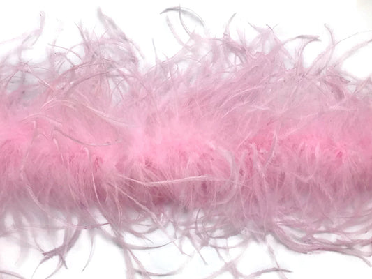 2 Yards - Light Pink 2 Ply Ostrich Medium Weight Fluffy Feather Boa