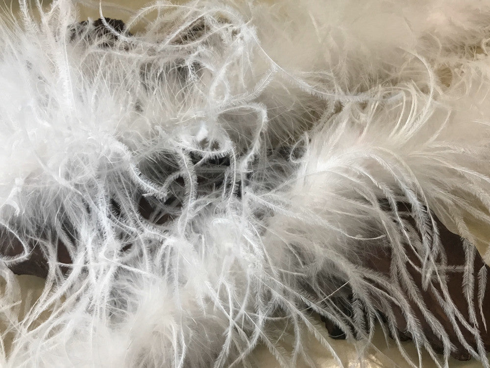 2 Yards - Snow White 2 Ply Ostrich Medium Weight Fluffy Feather Boa