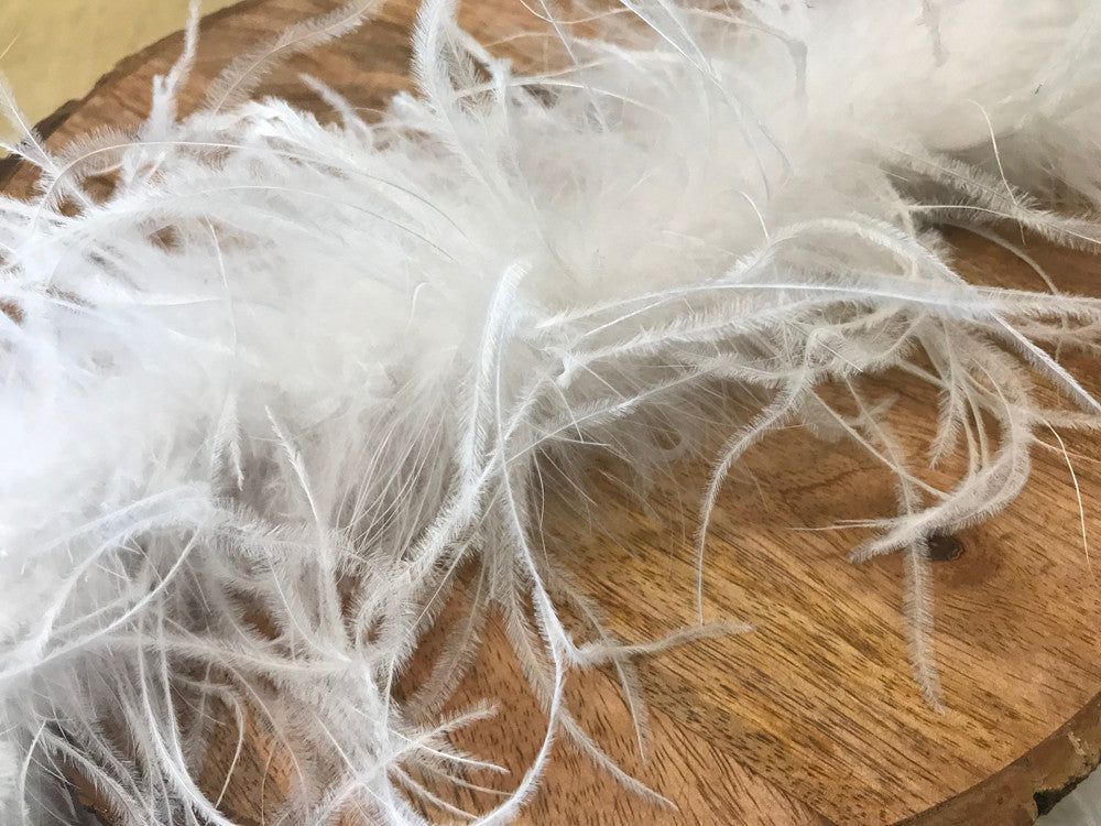 2 Yards - Snow White 2 Ply Ostrich Medium Weight Fluffy Feather Boa