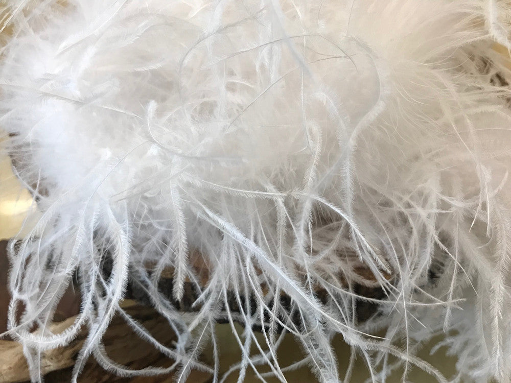 2 Yards - Snow White 2 Ply Ostrich Medium Weight Fluffy Feather Boa