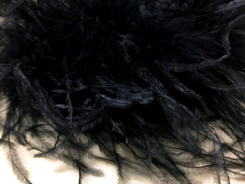 2 Yards - Black 2 Ply Ostrich Medium Weight Fluffy Feather Boa