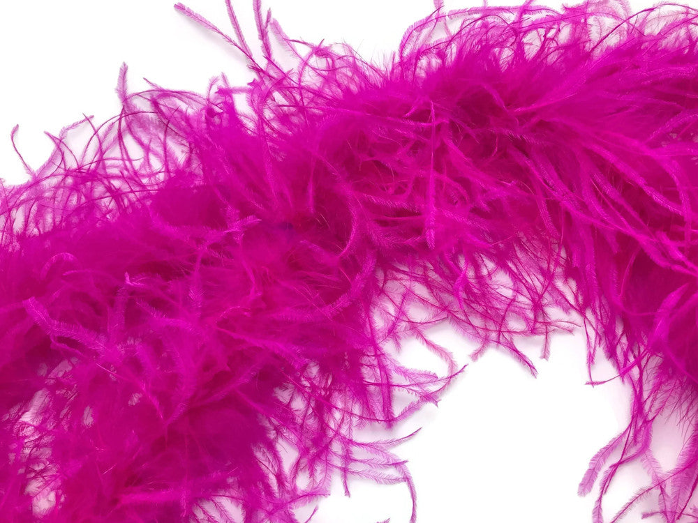 2 Yards - Hot Pink 2 Ply Ostrich Medium Weight Fluffy Feather Boa