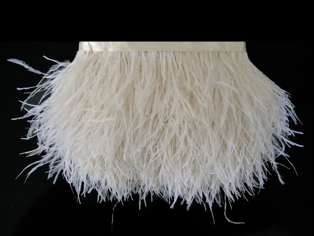 1 Yard - Ivory Ostrich Fringe Trim Wholesale Feather (Bulk)