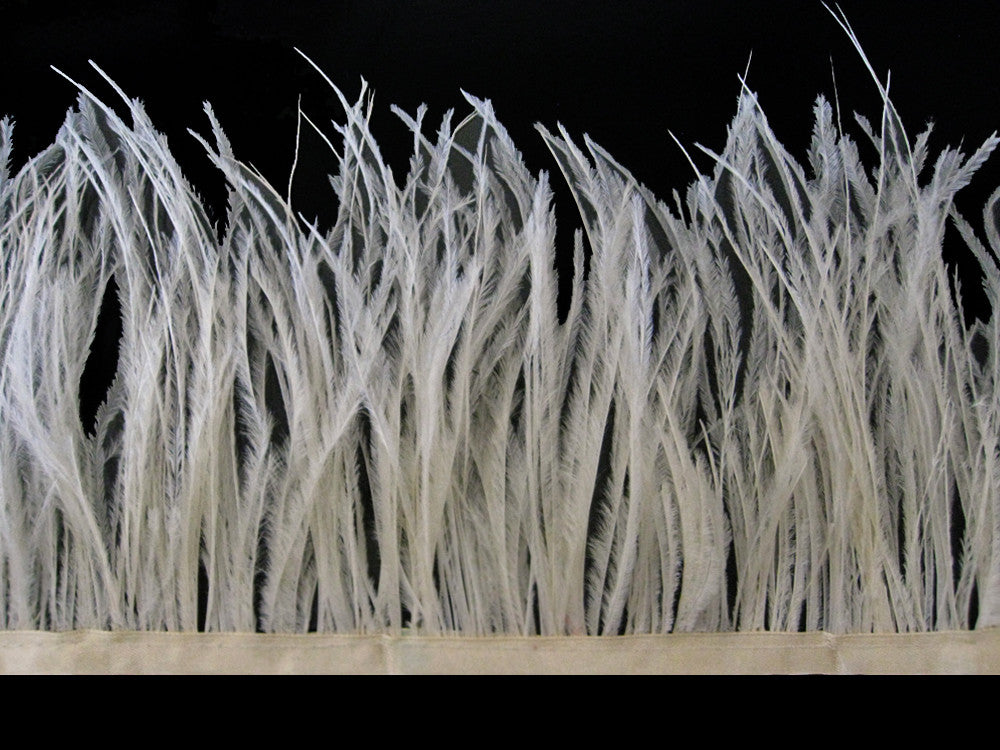 6 Inch Strip - Ivory Ostrich Fringe Trim  Feather