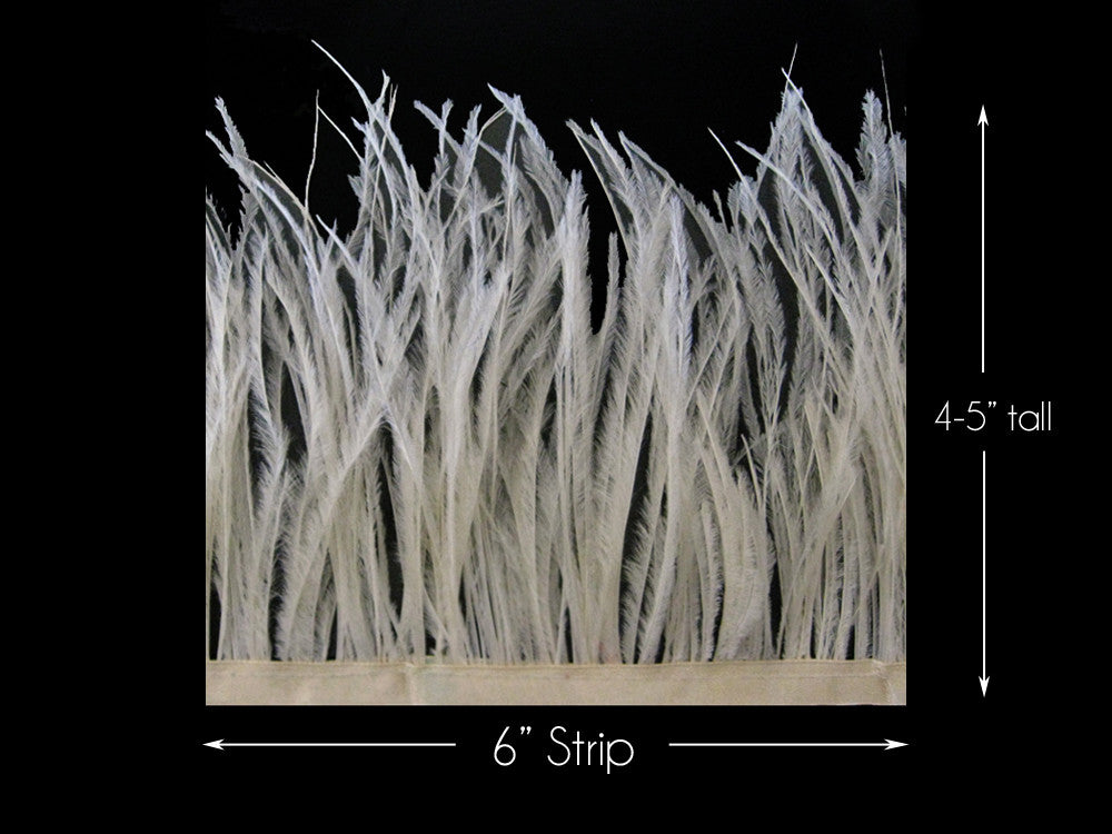 6 Inch Strip - Ivory Ostrich Fringe Trim  Feather