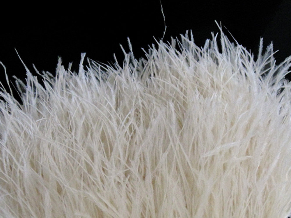 6 Inch Strip - Ivory Ostrich Fringe Trim  Feather