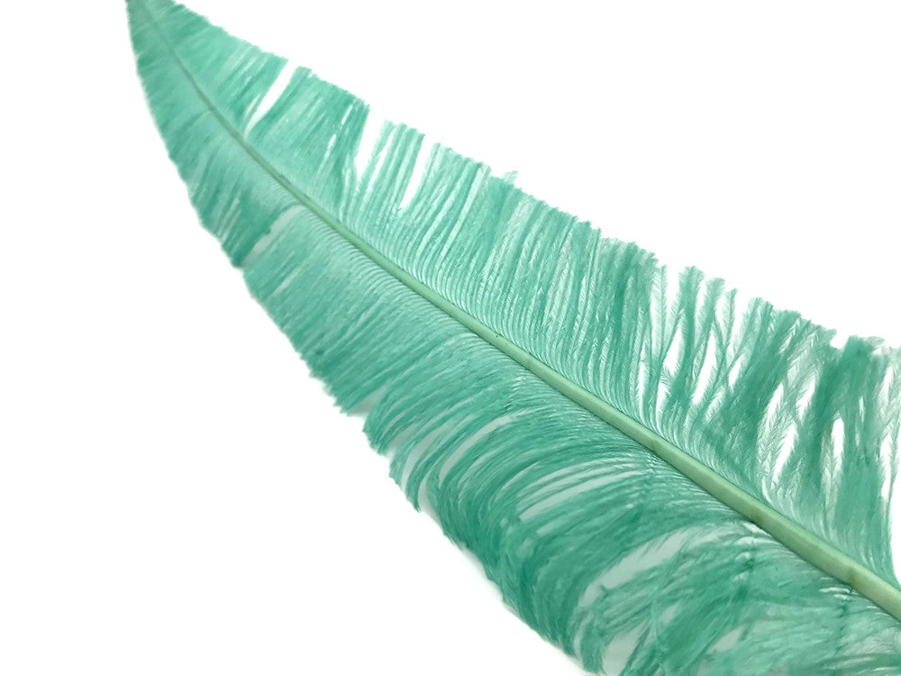 5 Pieces - Jade Green Long Ostrich Nandu Trimmed Feathers