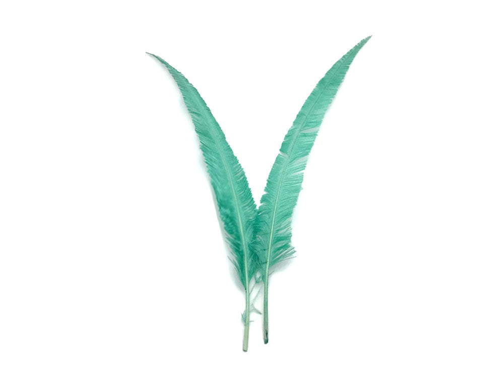 5 Pieces - Jade Green Long Ostrich Nandu Trimmed Feathers