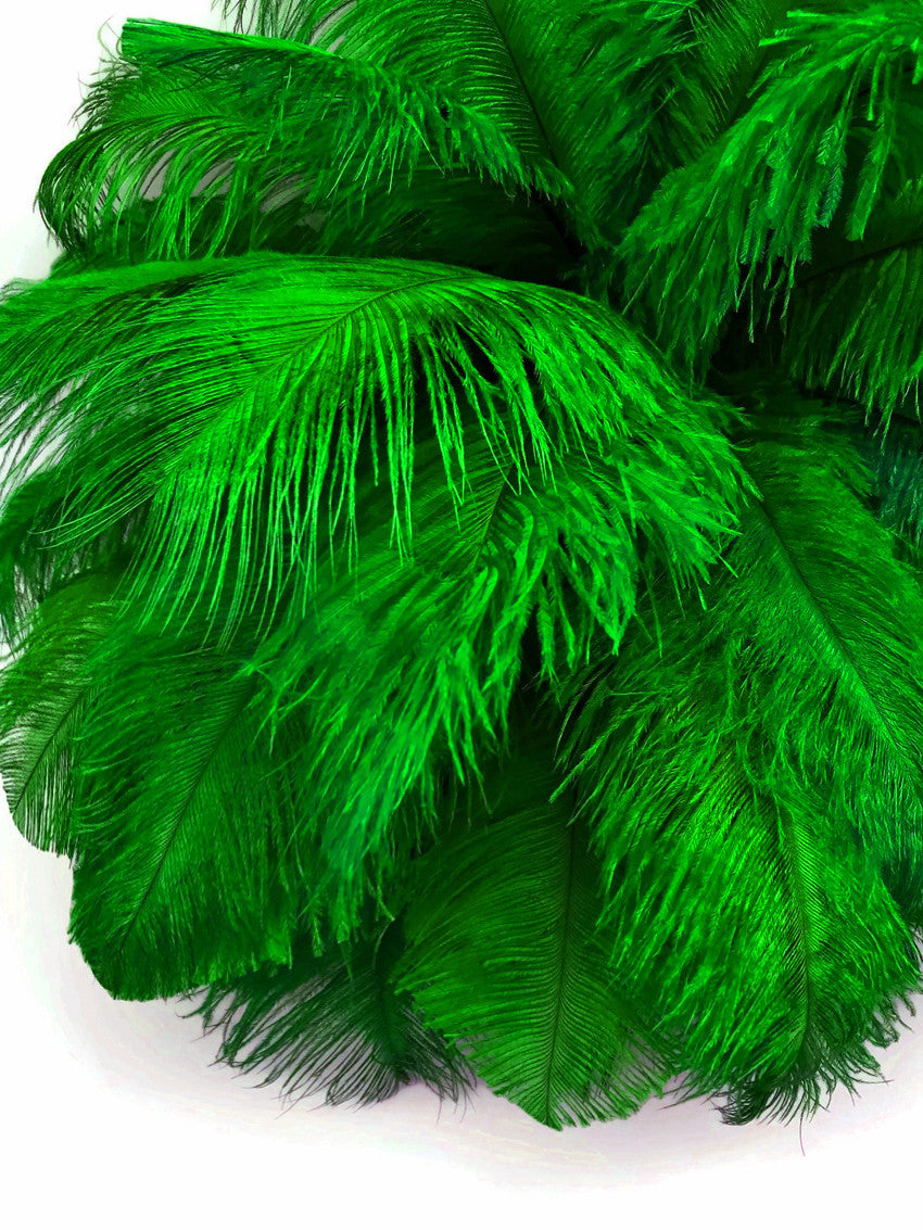 10 Pieces - 8-10" Kelly Green Ostrich Dyed Drabs Feathers