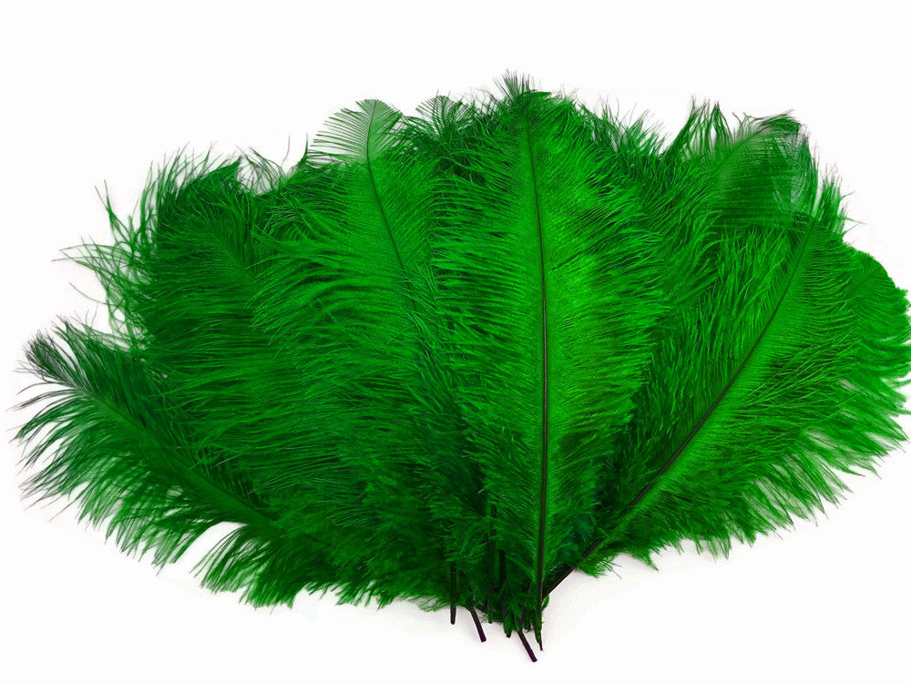 10 Pieces - 8-10" Kelly Green Ostrich Dyed Drabs Feathers