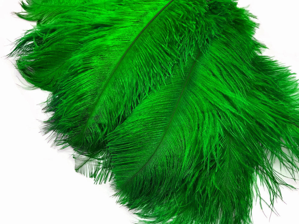 10 Pieces - 6-8" Kelly Green Ostrich Dyed Drabs Body Feathers