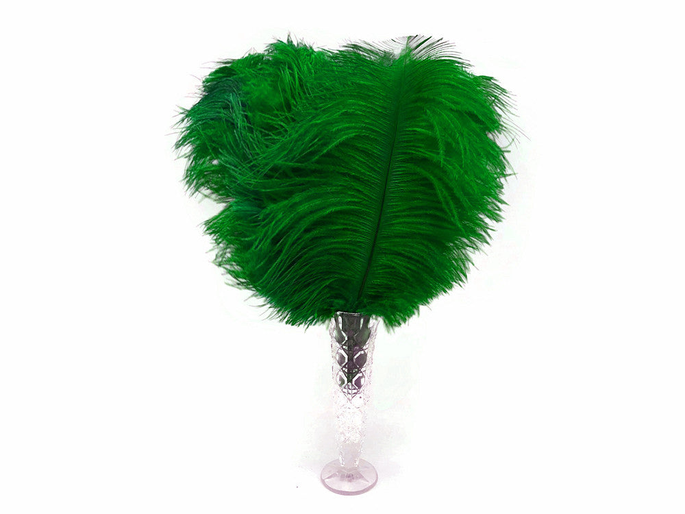 10 Pieces - 8-10" Kelly Green Ostrich Dyed Drabs Feathers