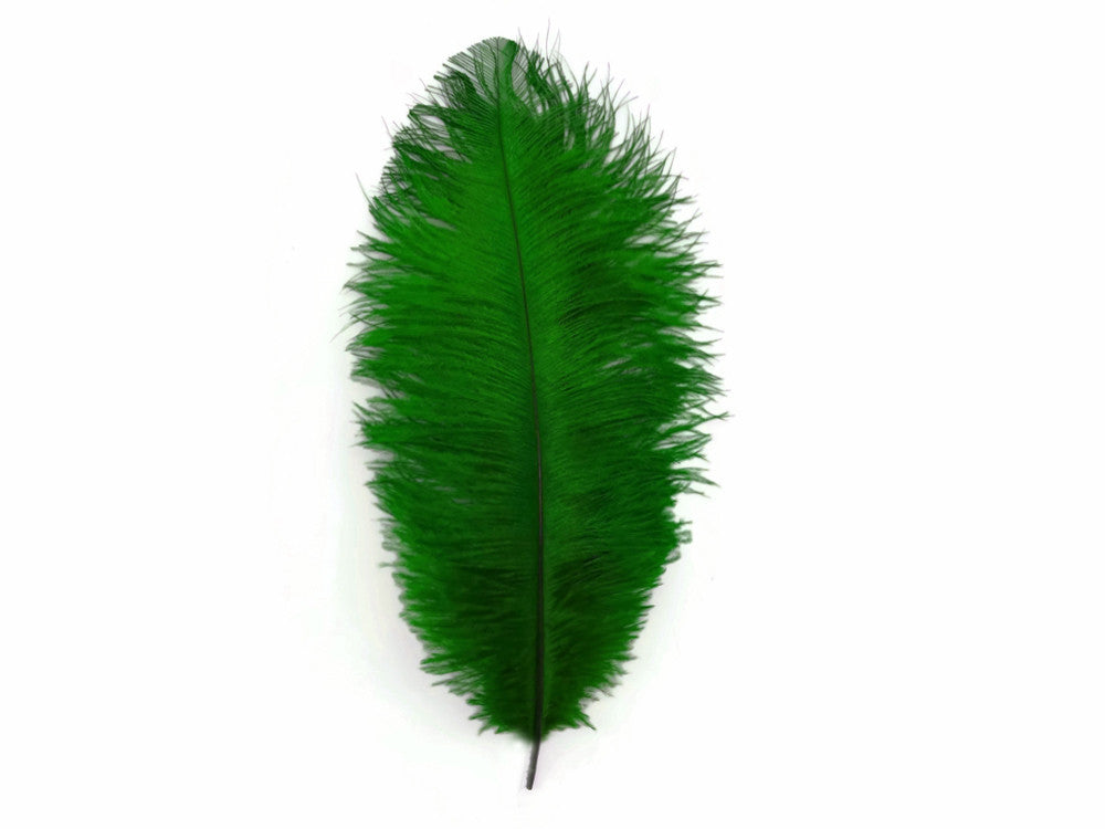 10 Pieces - 8-10" Kelly Green Ostrich Dyed Drabs Feathers