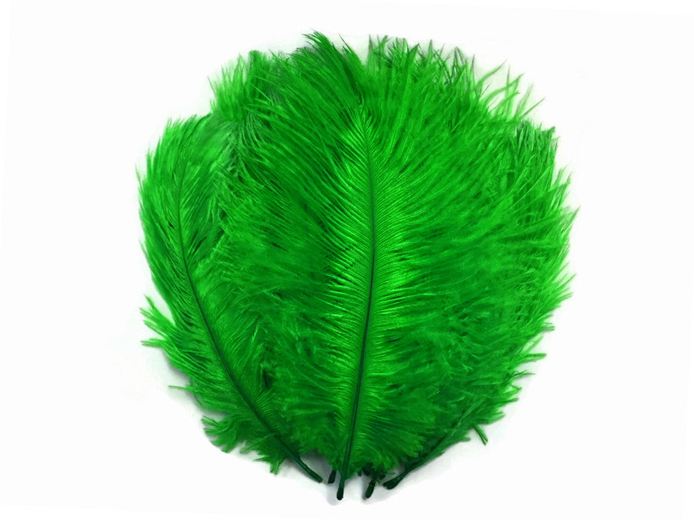 10 Pieces - 8-10" Kelly Green Ostrich Dyed Drabs Feathers