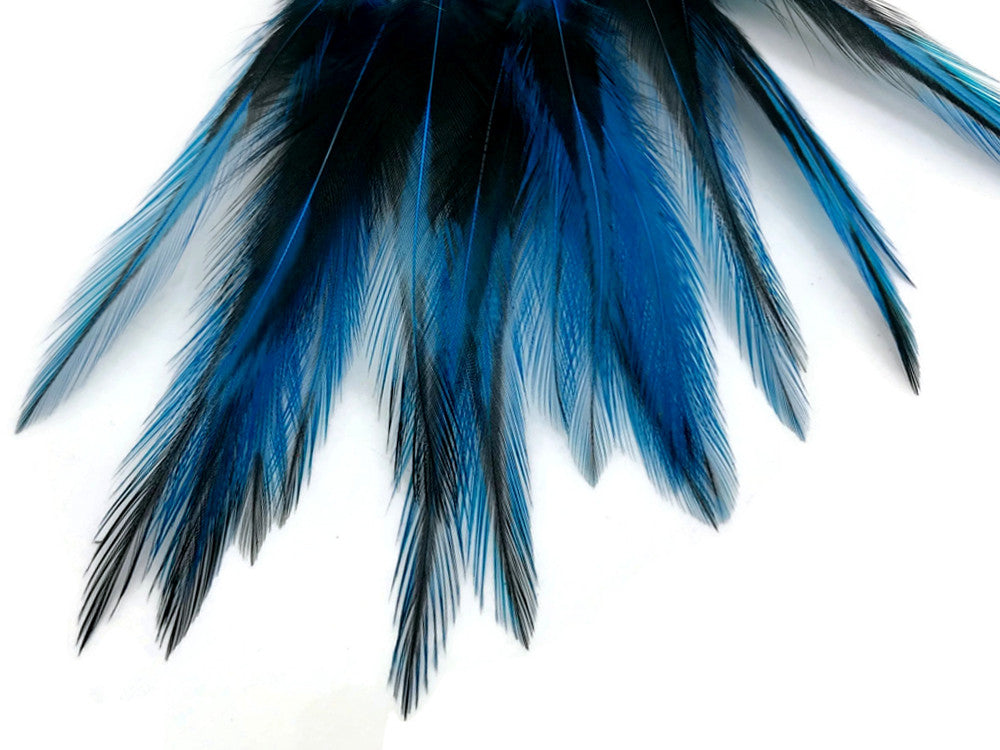 10 Pieces - Kingfisher Blue Dyed BLW Laced Short Rooster Cape Whiting Farms Feathers