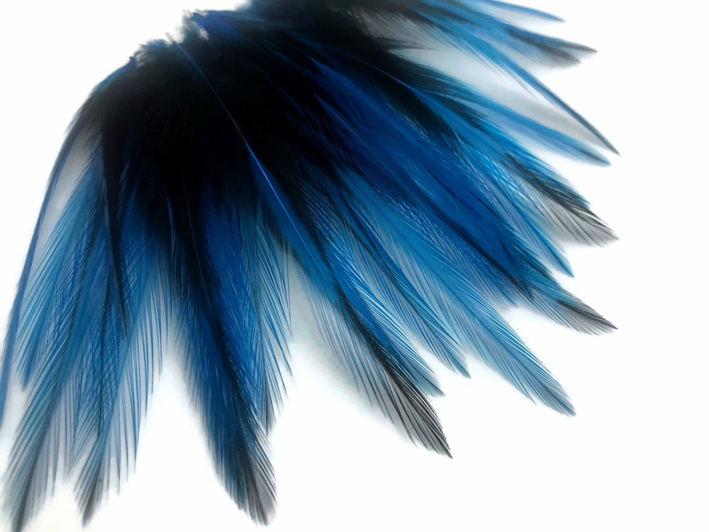 10 Pieces - Kingfisher Blue Dyed BLW Laced Short Rooster Cape Whiting Farms Feathers