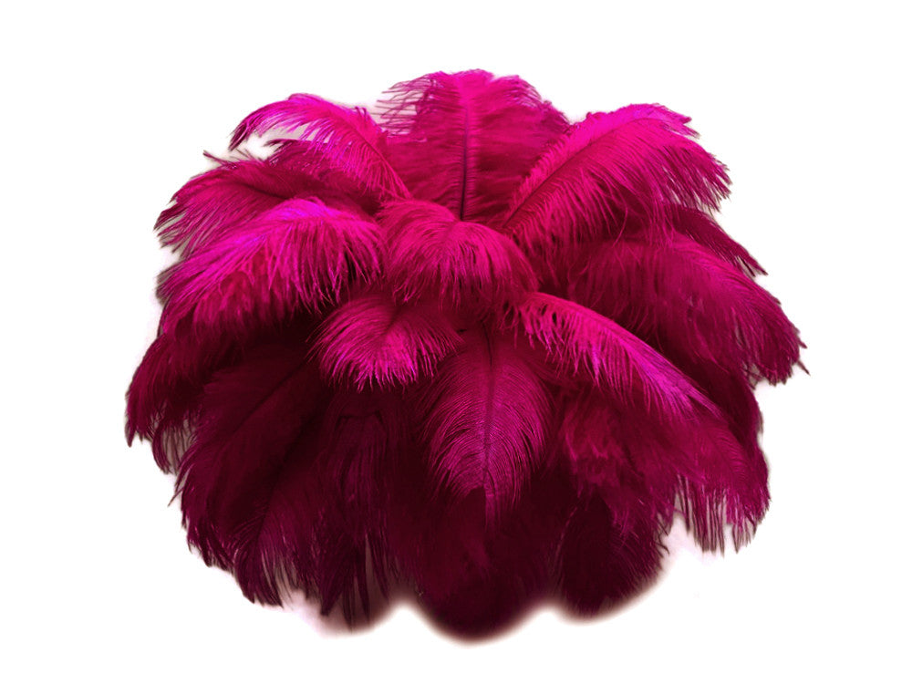 10 Pieces - 17-19" Magenta Large Bleached & Dyed Ostrich Drabs Body Feathers