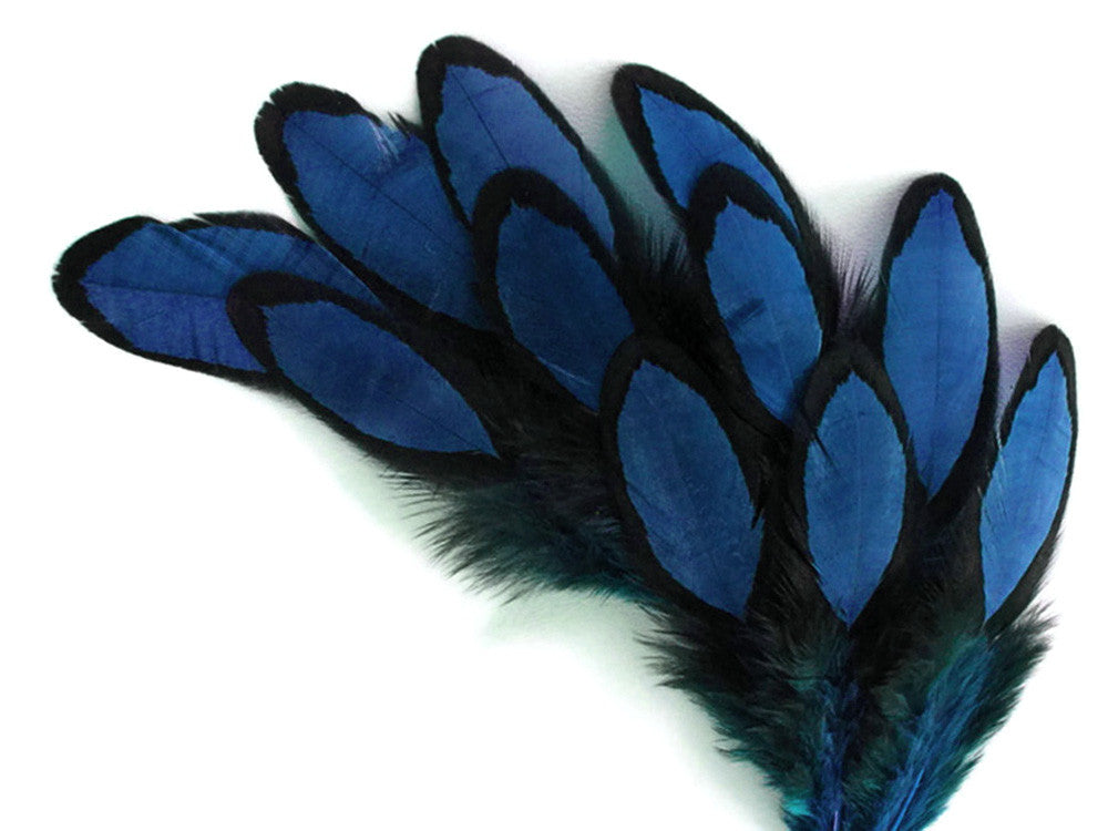 1 Dozen - Navy Blue Whiting Farms Laced Hen Saddle Feathers