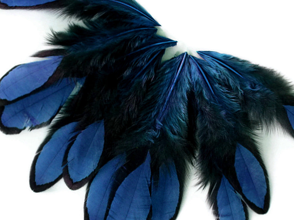 1 Dozen - Navy Blue Whiting Farms Laced Hen Saddle Feathers