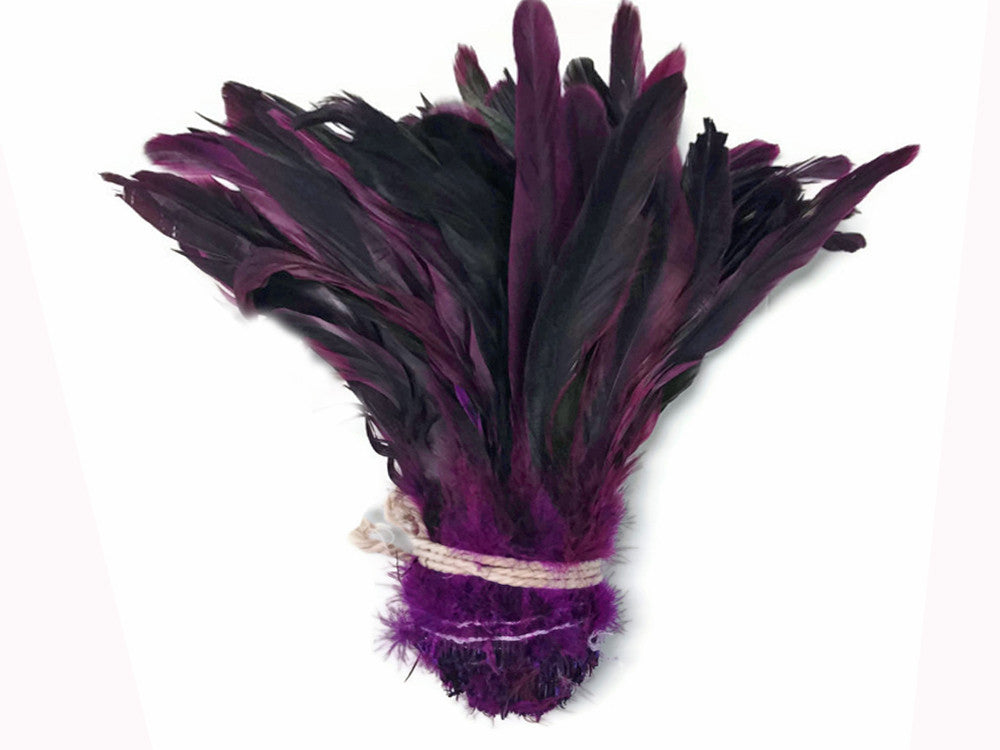 2.5  Inch Strip -  Purple Half Bronze Natural Dyed Coque Tail Strung Feathers