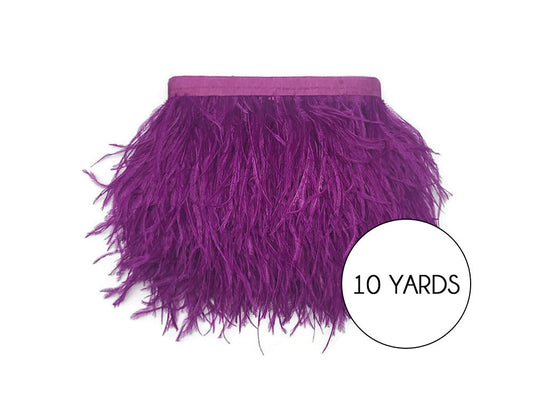 10 Yards - Amethyst Purple Ostrich Fringe Trim Wholesale Feather (Bulk)