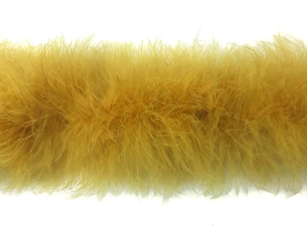 2 Yards - Antique Gold Turkey Medium Weight Marabou Feather Boa 25 Gram