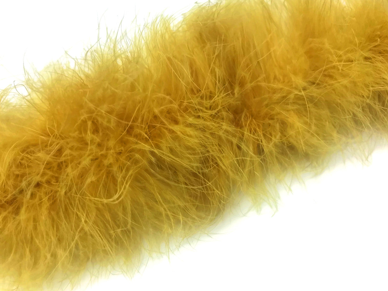 2 Yards - Antique Gold Turkey Medium Weight Marabou Feather Boa 25 Gram