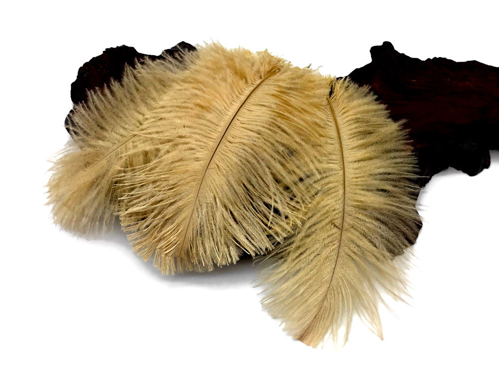 10 Pieces - 8-10" Antique Gold Ostrich Dyed Drabs Body Feathers