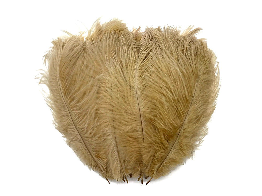 100 Pieces - 8-10" Antique Gold Ostrich Dyed Drab Body Wholesale Feathers (Bulk)