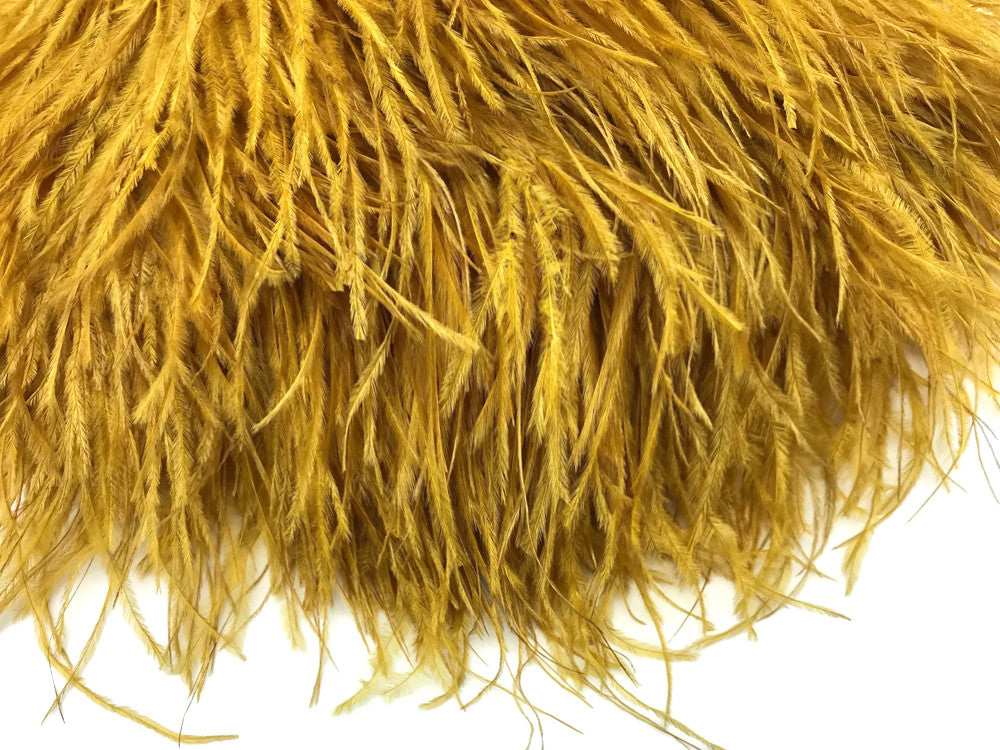 1 Yard - Antique Gold Ostrich Fringe Trim Wholesale Feather (Bulk)