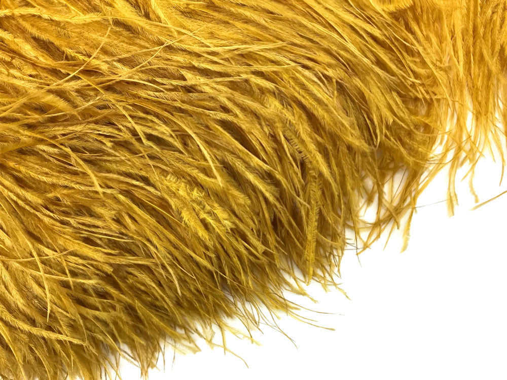 10 Yards - Antique Gold Ostrich Fringe Trim Wholesale Feather (Bulk)