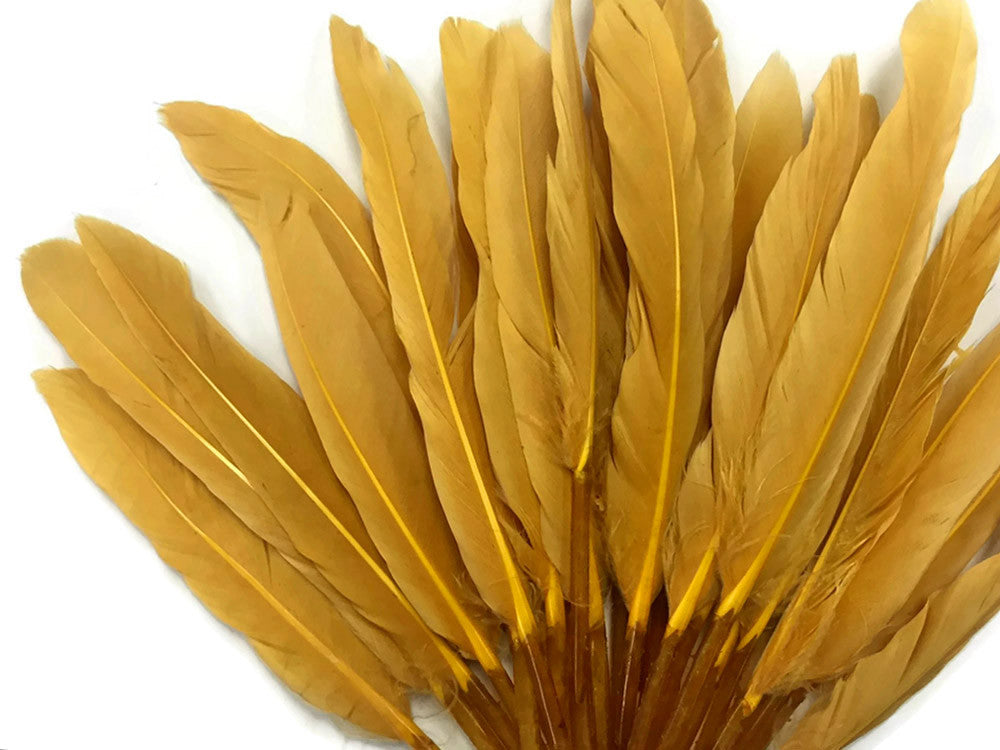 1/4 Lb. - Old Gold Dyed Duck Cochettes Loose Wing Quill Wholesale Feather (Bulk)