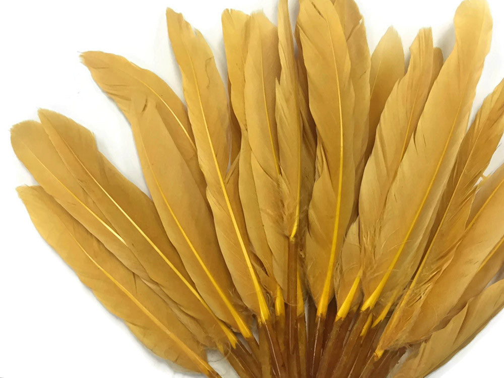 1 Pack - Old Gold Dyed Duck Cochettes Loose Wing Quill Feather 0.30 Oz.