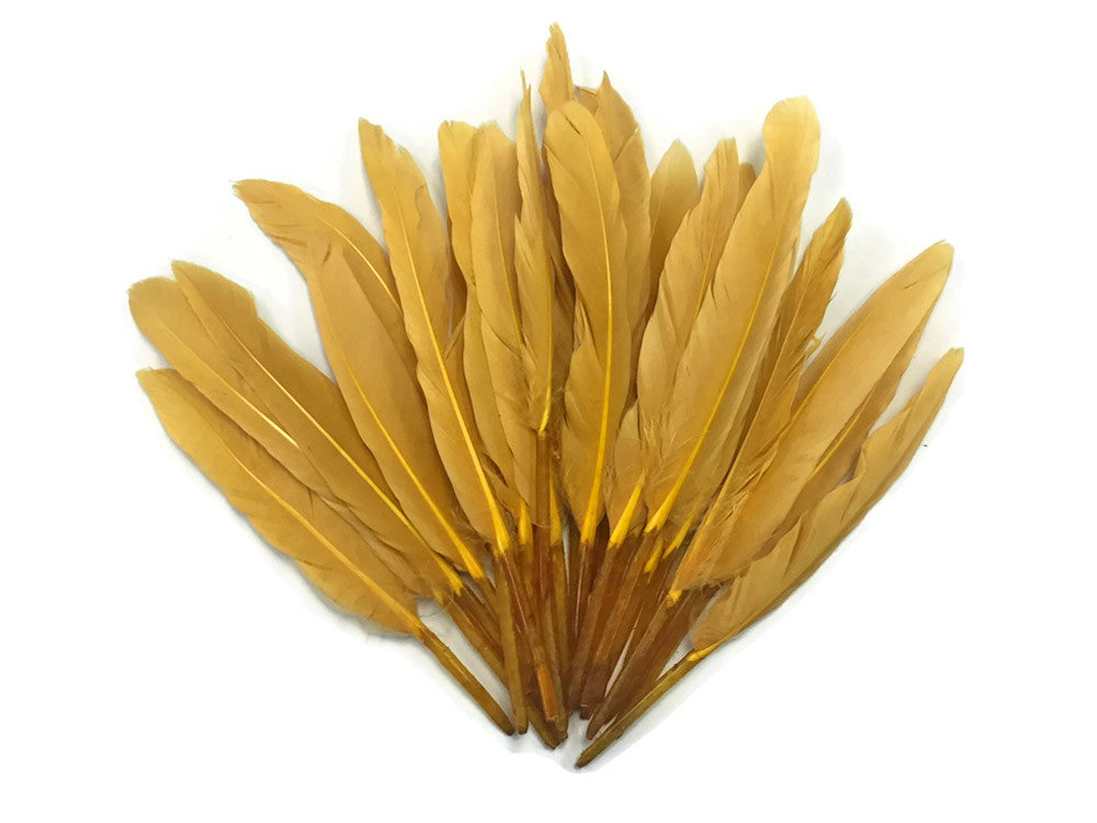 1 Pack - Old Gold Dyed Duck Cochettes Loose Wing Quill Feather 0.30 Oz.