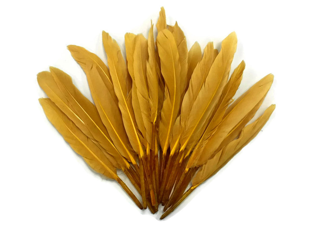 1 Pack - Old Gold Dyed Duck Cochettes Loose Wing Quill Feather 0.30 Oz.