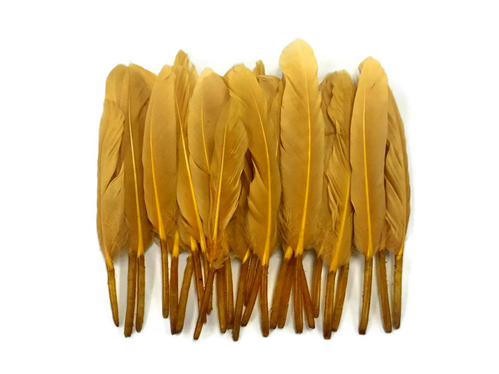 1/4 Lb. - Old Gold Dyed Duck Cochettes Loose Wing Quill Wholesale Feather (Bulk)