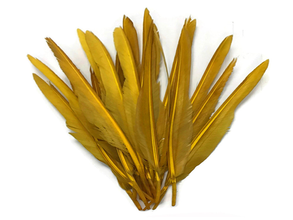 1/4 Lbs - Antique Gold Duck Pointer Primary Wing Wholesale Feathers (Bulk)