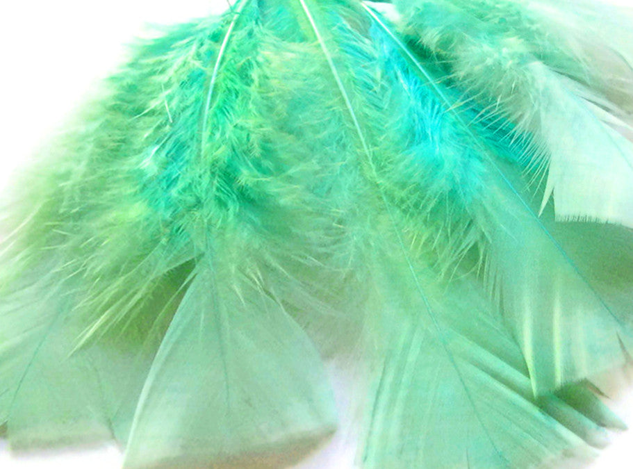 1 Pack - Aqua Green Dyed Turkey T-Base triangle Body Plumage Feathers 0.50 Oz.