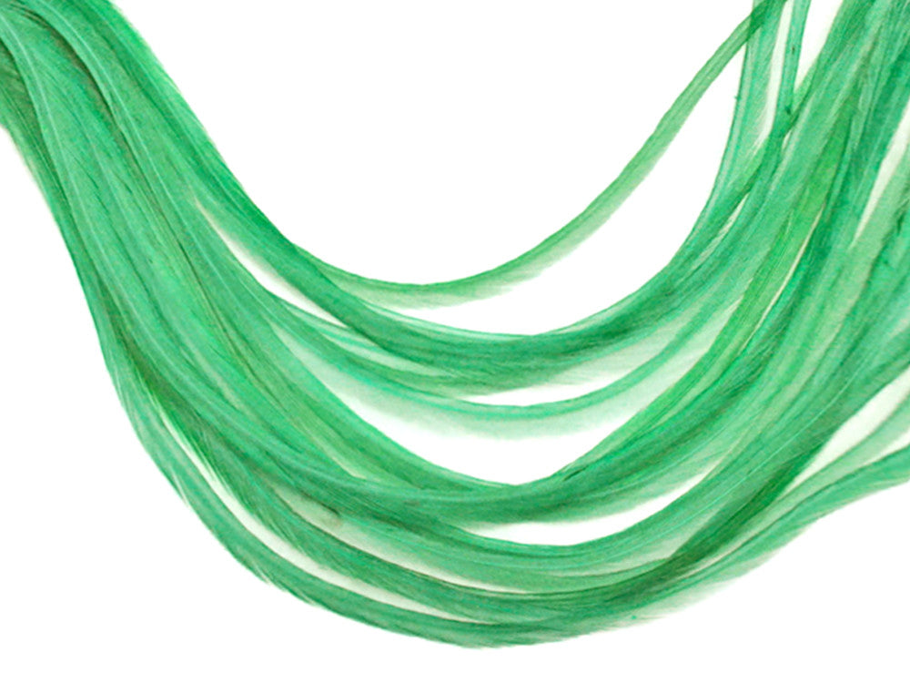 10 Pieces – Solid Aqua Mint Thin Long Whiting Farm Rooster Hair Extension Feathers