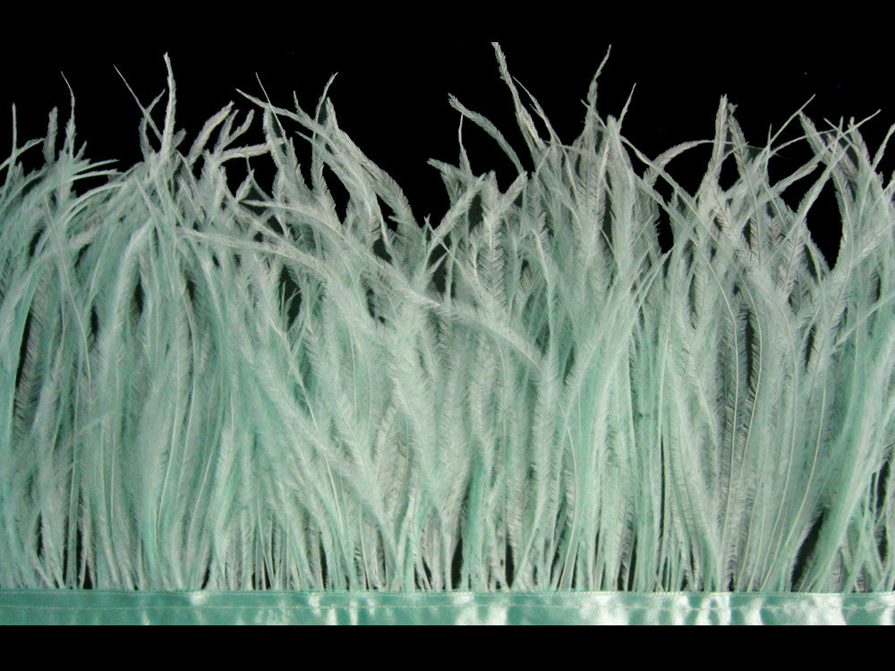 6 Inch Strip - Mint Green Ostrich Fringe Trim Feather