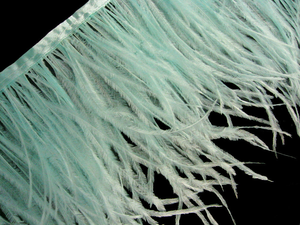 6 Inch Strip - Mint Green Ostrich Fringe Trim Feather